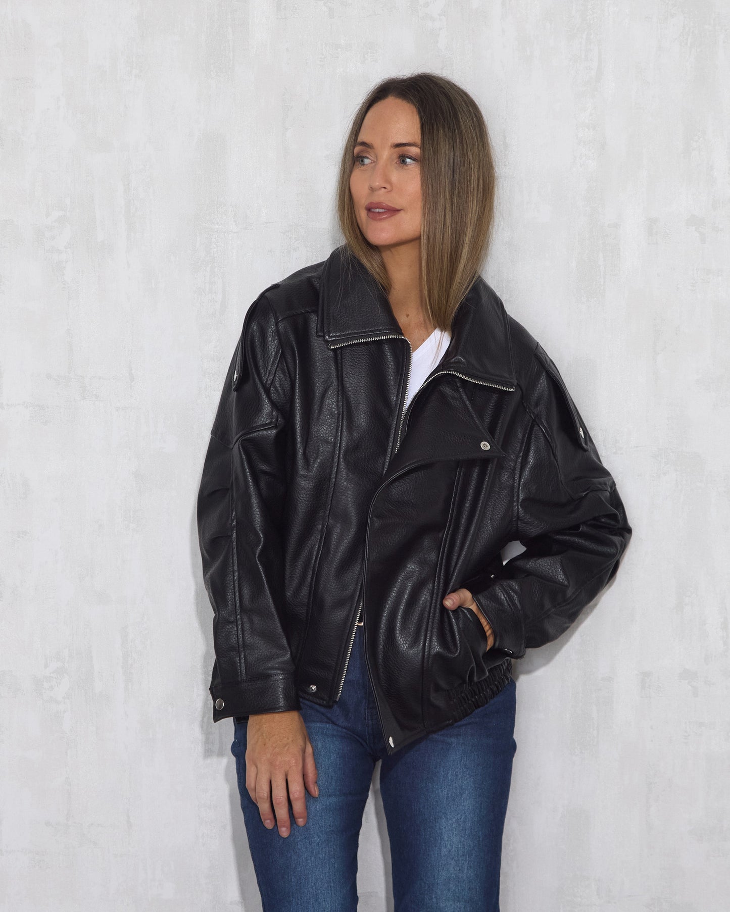 Hartwell Faux Leather Jacket - Black