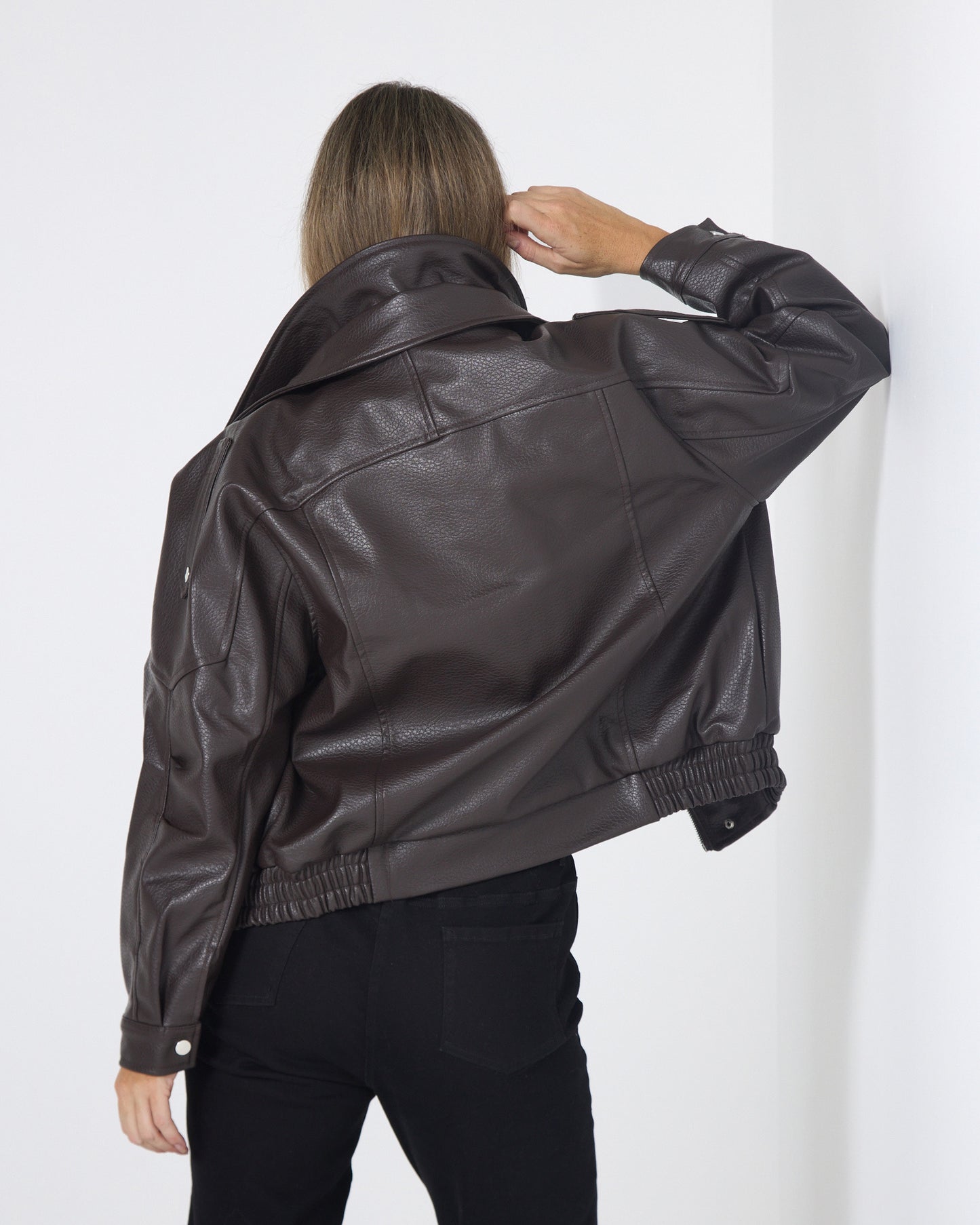 Hartwell Faux Leather Jacket - Choc Brown
