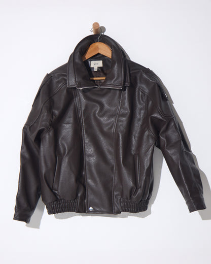Hartwell Faux Leather Jacket - Choc Brown