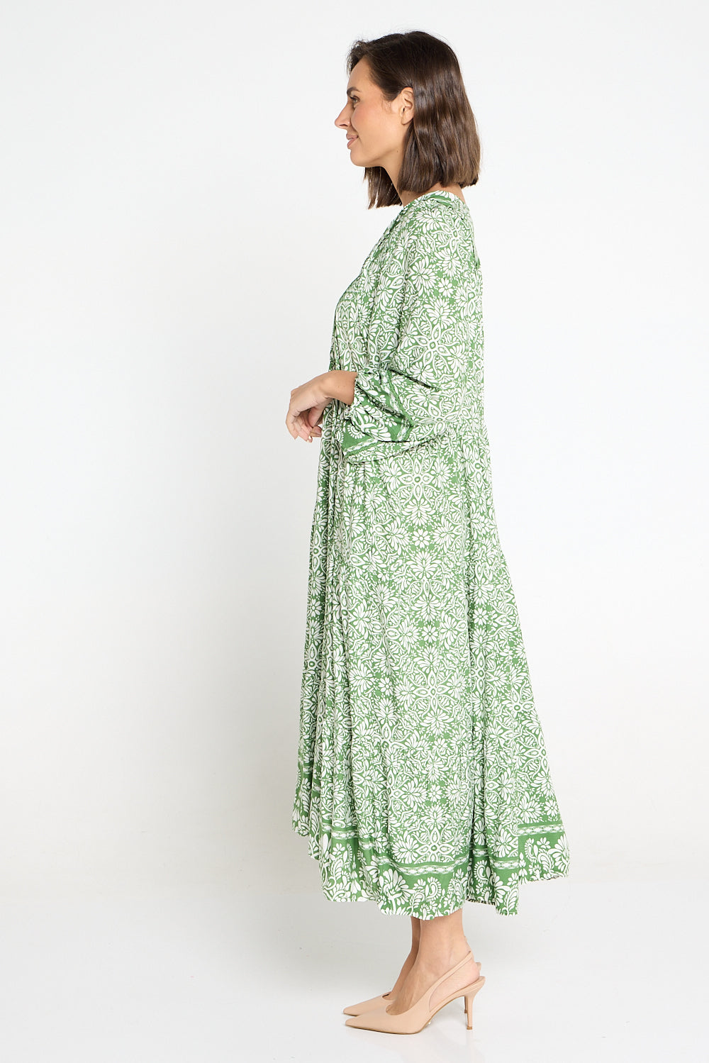 Aleria Dress - Green Floral