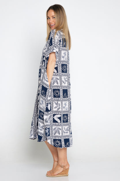 Seabreeze Dress - Navy/White Postcard