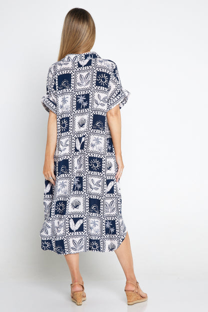 Seabreeze Dress - Navy/White Postcard