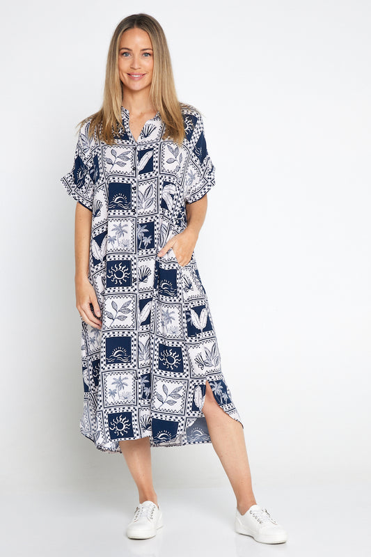 Seabreeze Dress - Navy/White Postcard