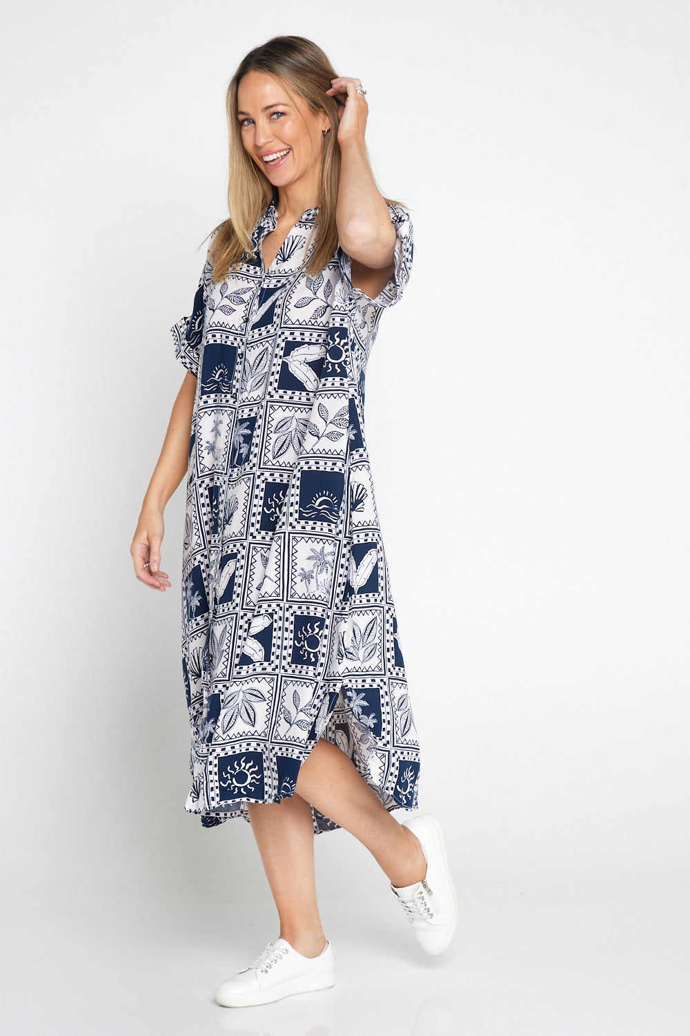 Seabreeze Dress - Navy/White Postcard