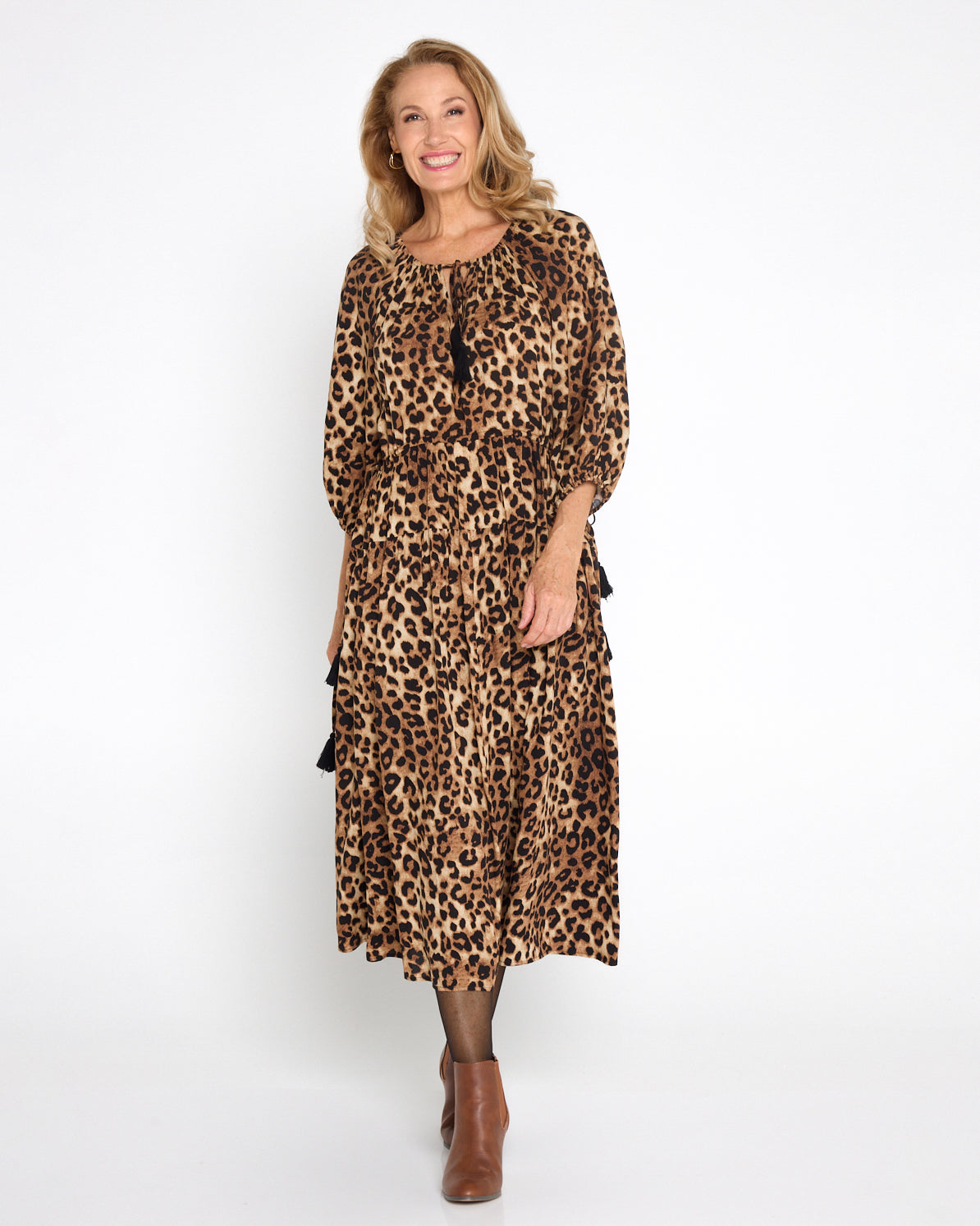 Elise Dress - Brown Leopard Print
