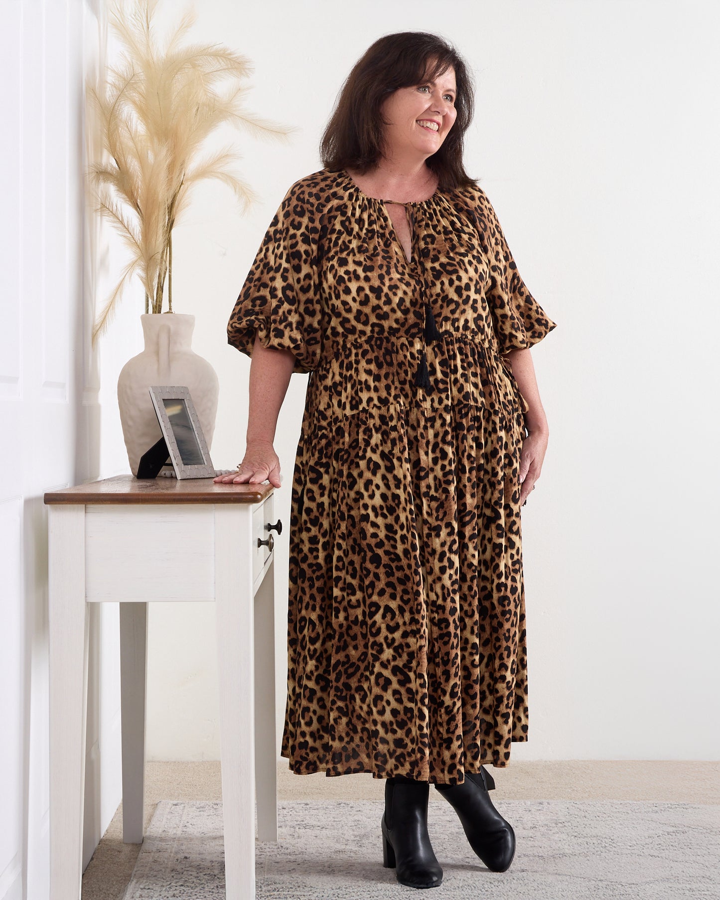 Elise Dress - Brown Leopard Print