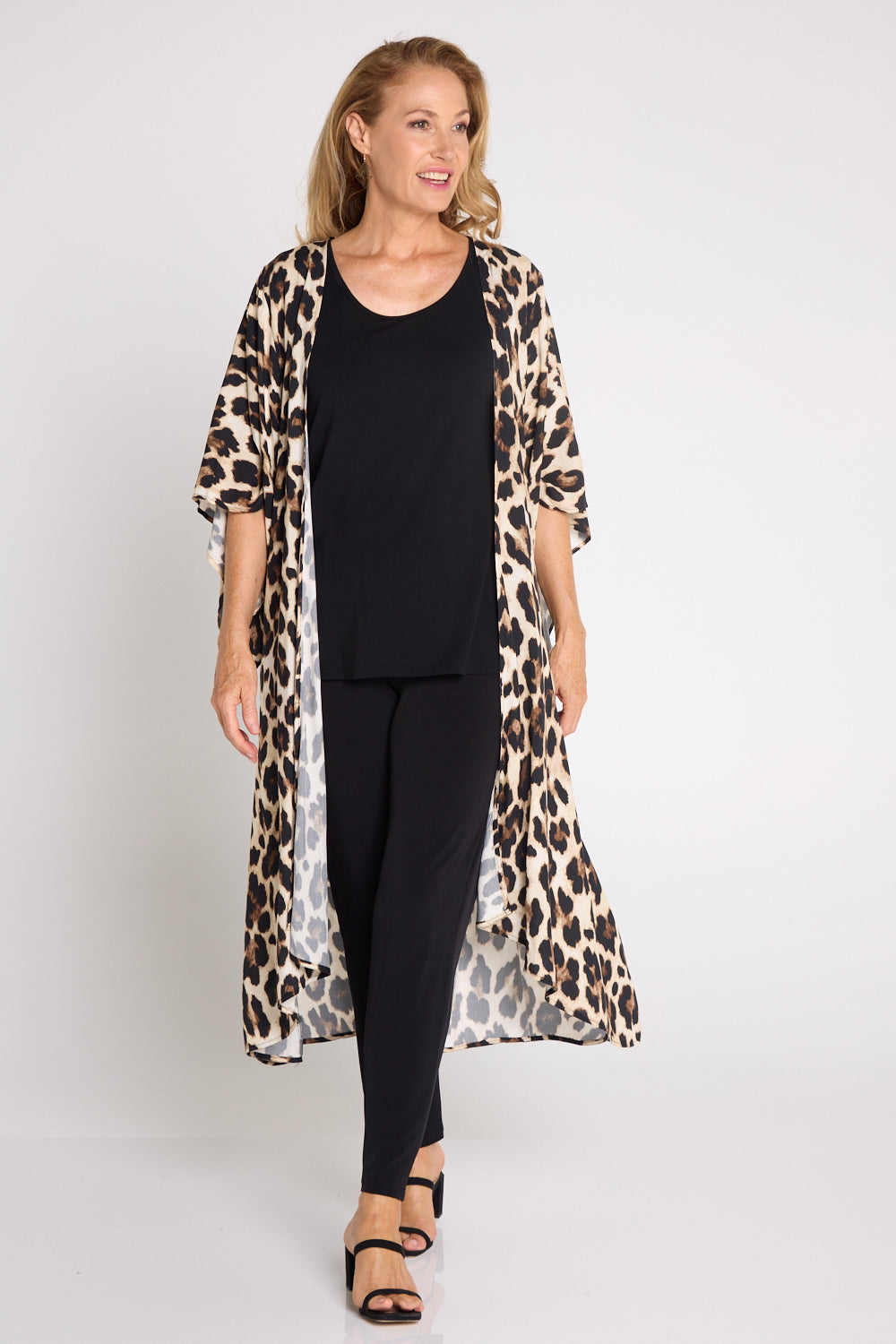 Kalena Kimono Jacket - Cream Leopard