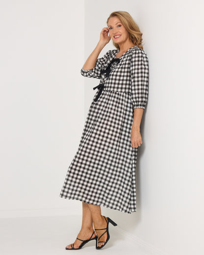 Lucero Dress - Black/White Gingham