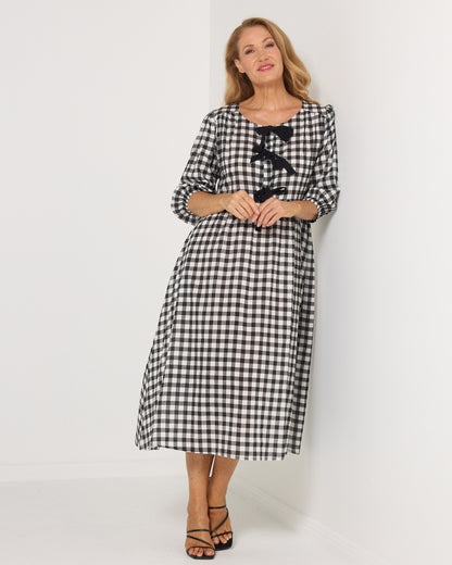Lucero Dress - Black/White Gingham
