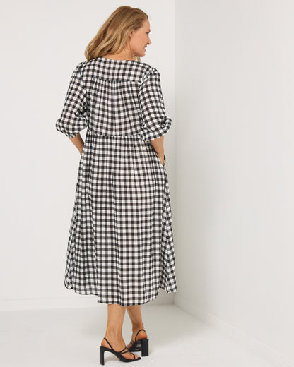 Lucero Dress - Black/White Gingham