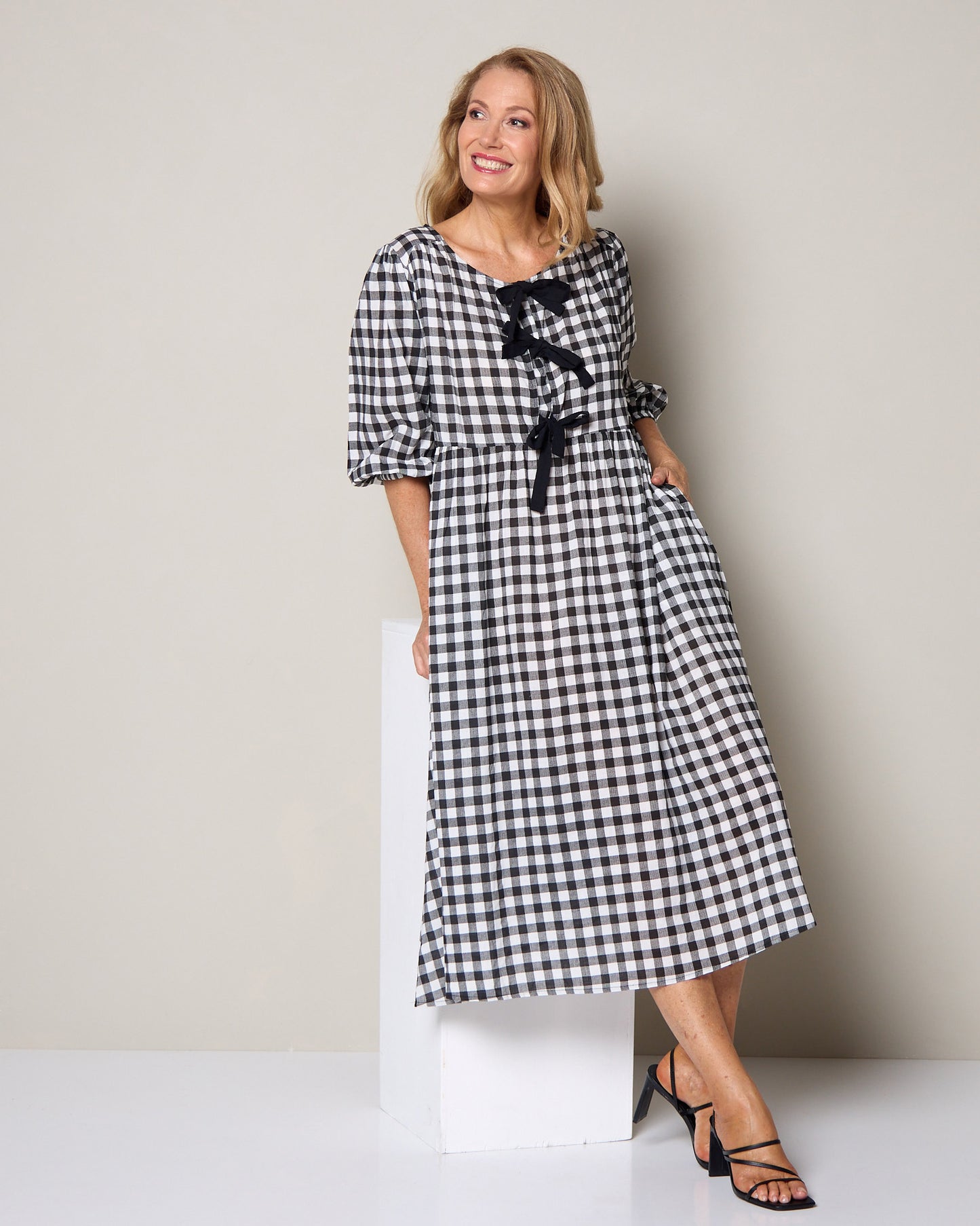 Lucero Dress - Black/White Gingham