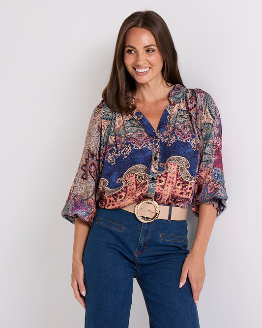 Oakley Blouse - Dusk Paisley Patchwork