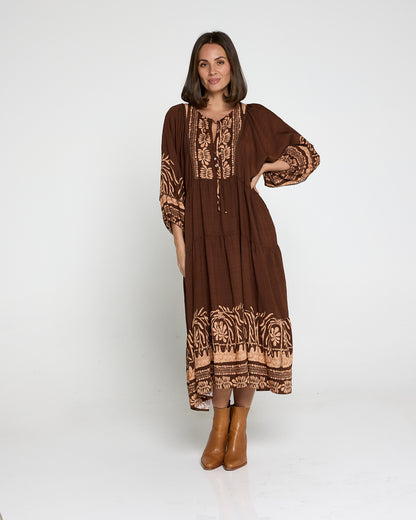 Lisbon Dress - Choc Botanical