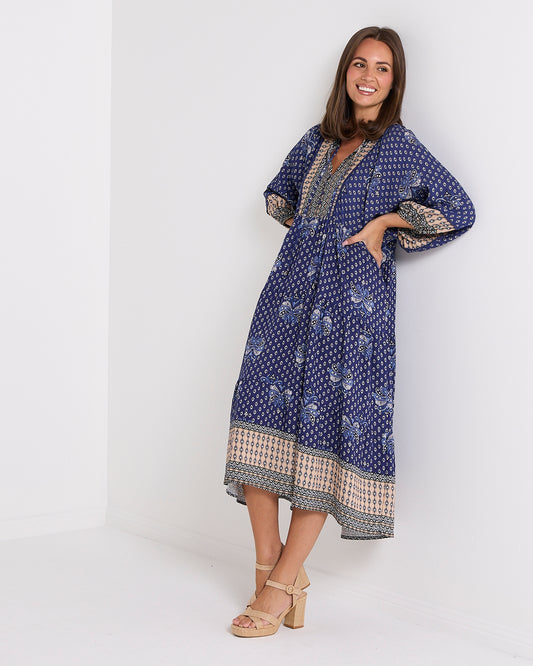 Leander Dress - Navy