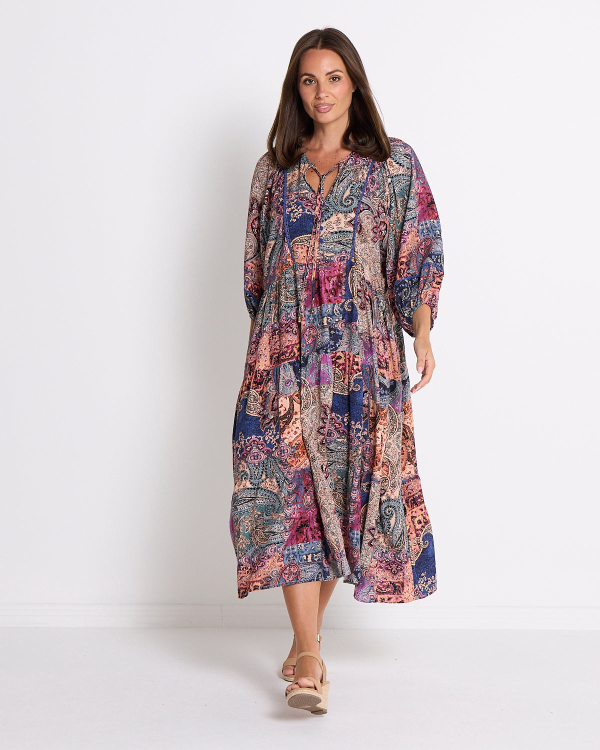 India Dress - Dusk Paisley Patchwork