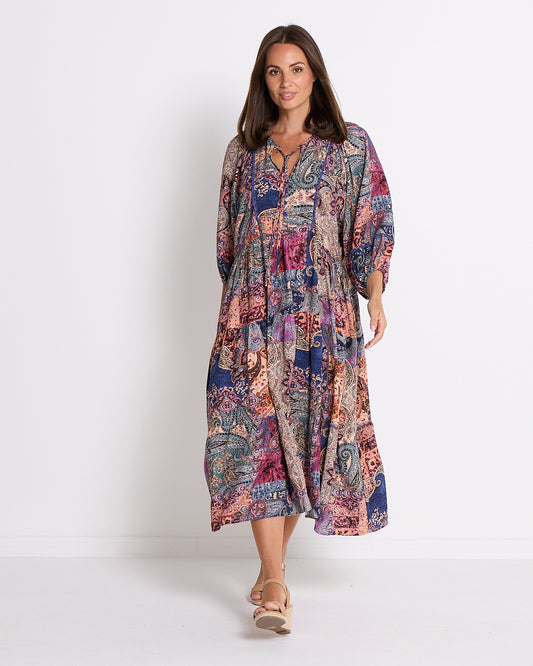 India Dress - Dusk Paisley Patchwork