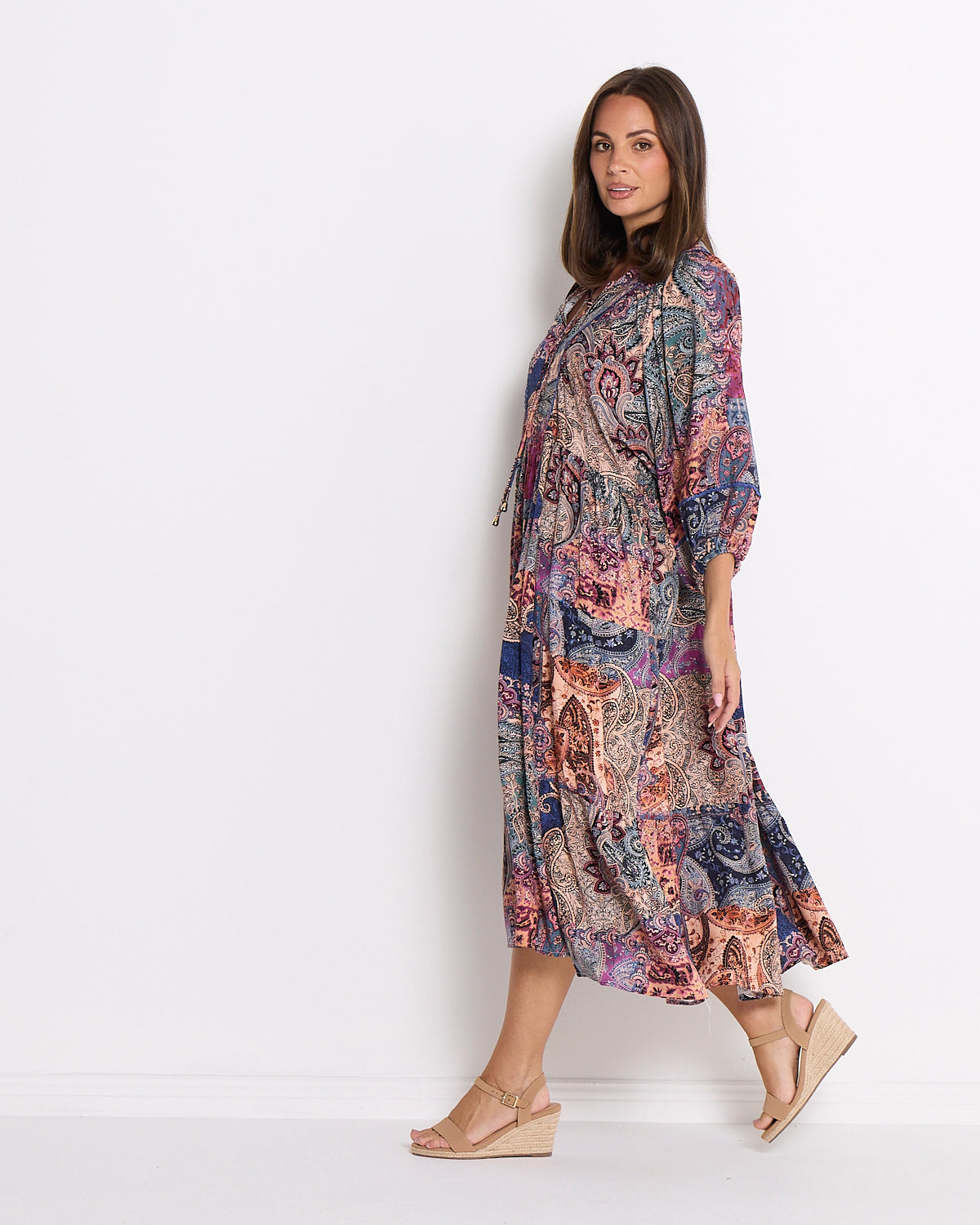 India Dress - Dusk Paisley Patchwork