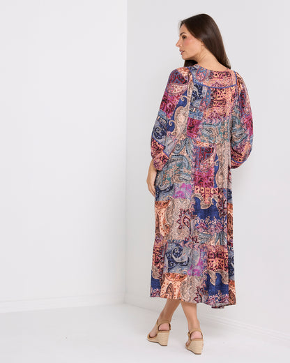India Dress - Dusk Paisley Patchwork