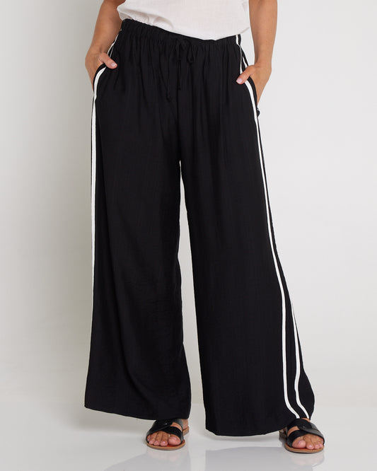 Wide Leg Leisure Pants - Black/White