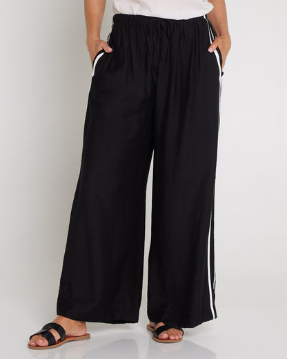 Wide Leg Leisure Pants - Black/White