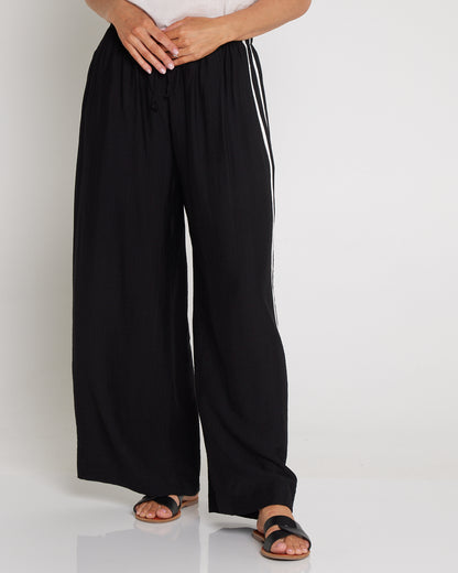 Wide Leg Leisure Pants - Black/White