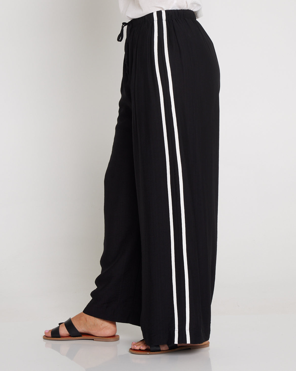 Wide Leg Leisure Pants - Black/White