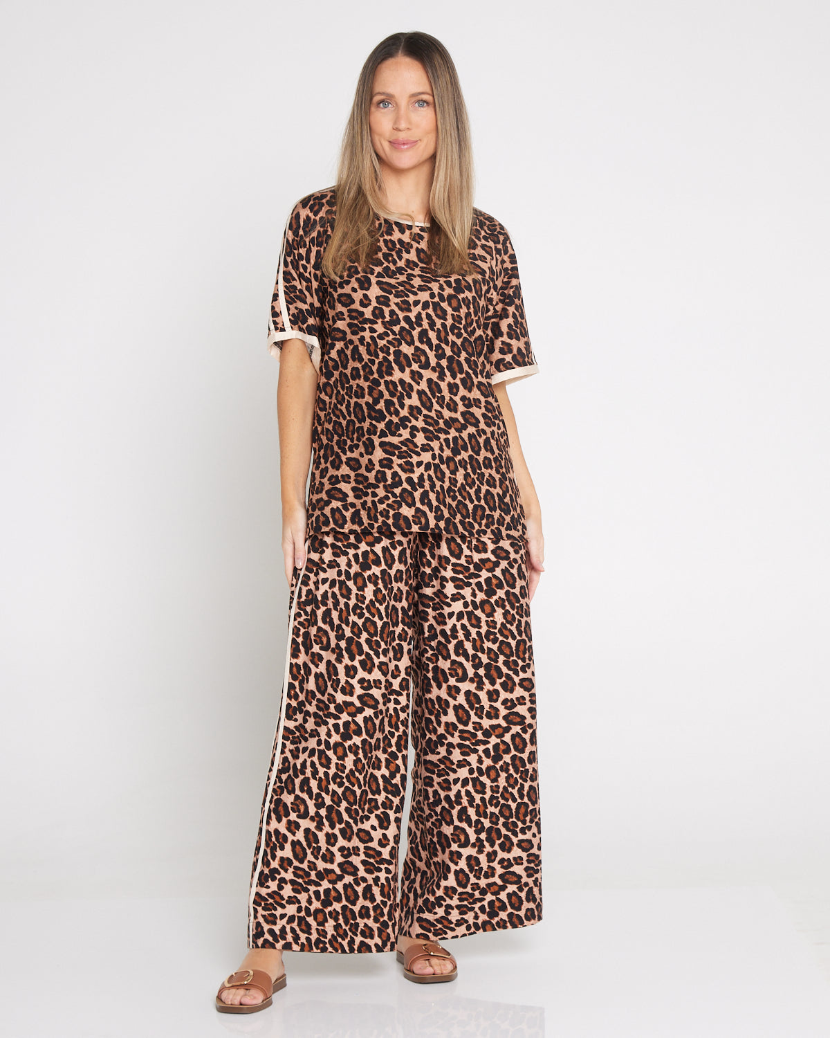 Wide Leg Leisure Pants - Leopard Print