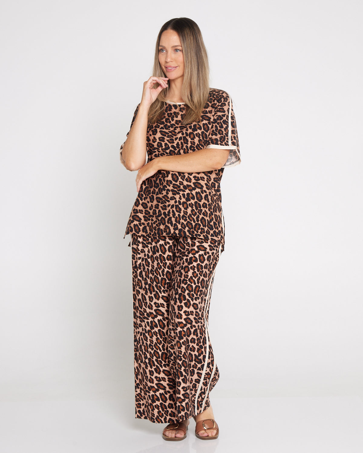 Wide Leg Leisure Pants - Leopard Print