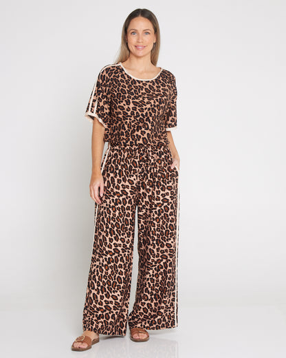 Wide Leg Leisure Pants - Leopard Print