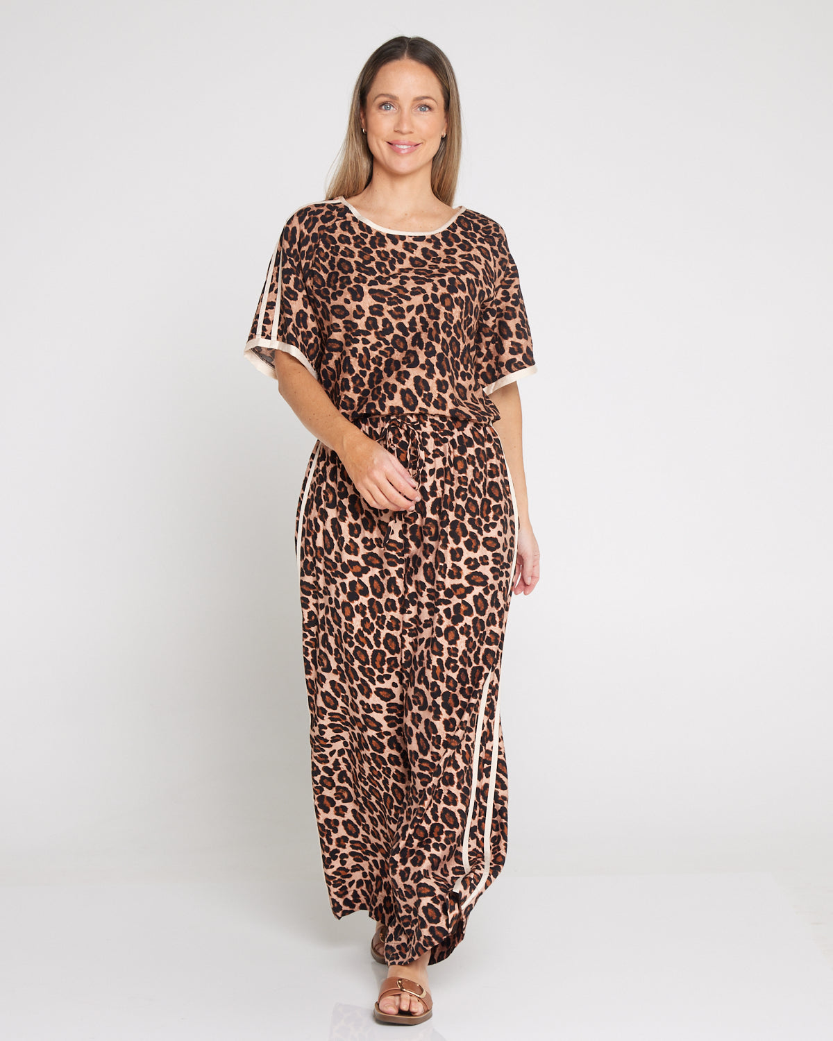Wide Leg Leisure Pants - Leopard Print