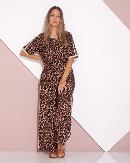 Wide Leg Leisure Pants - Leopard Print