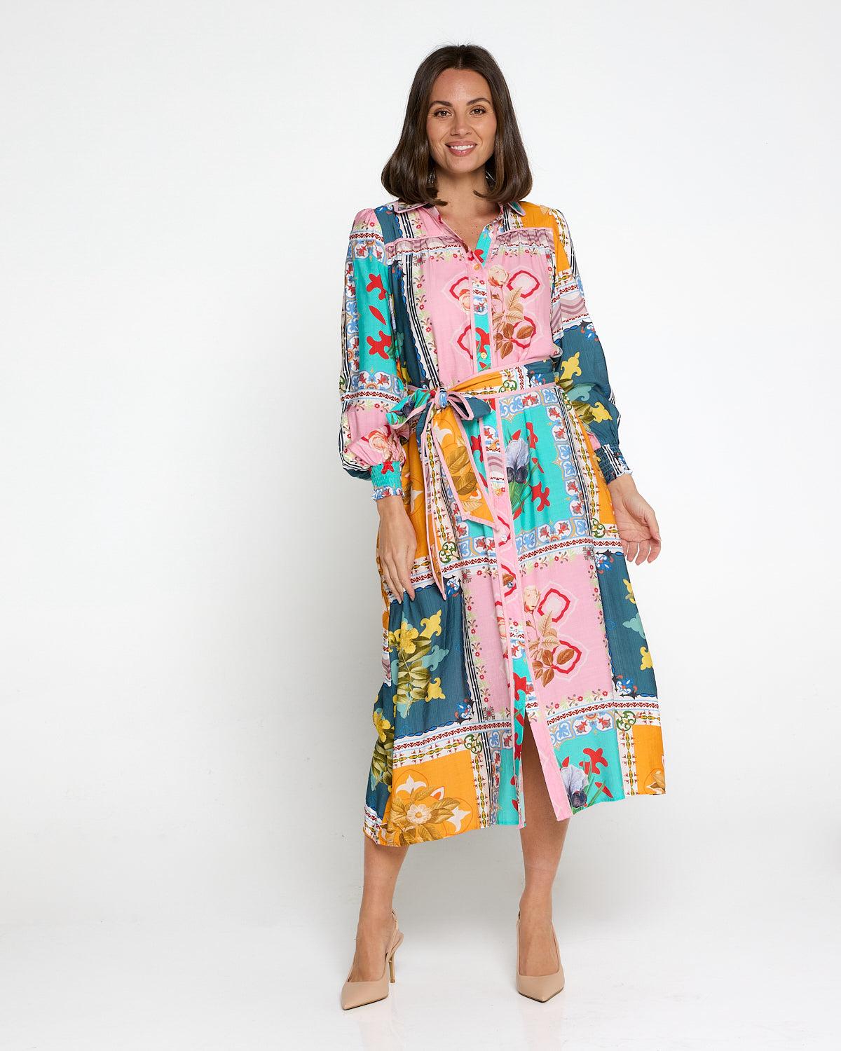 Hajra Midi Dress - Springtime Patchwork