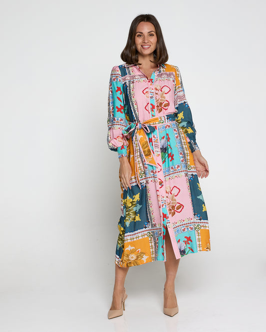 Hajra Midi Dress - Springtime Patchwork