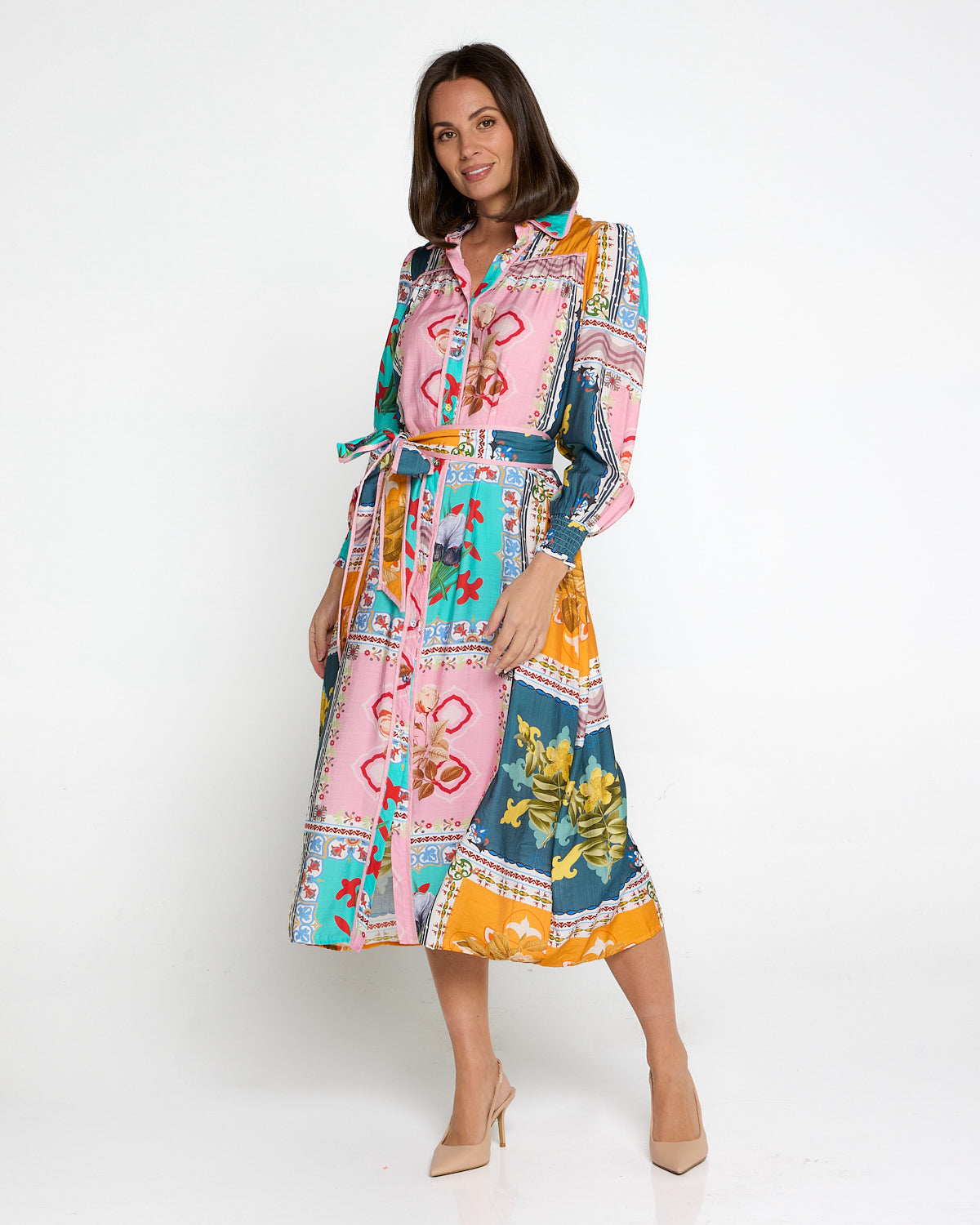 Hajra Midi Dress - Springtime Patchwork