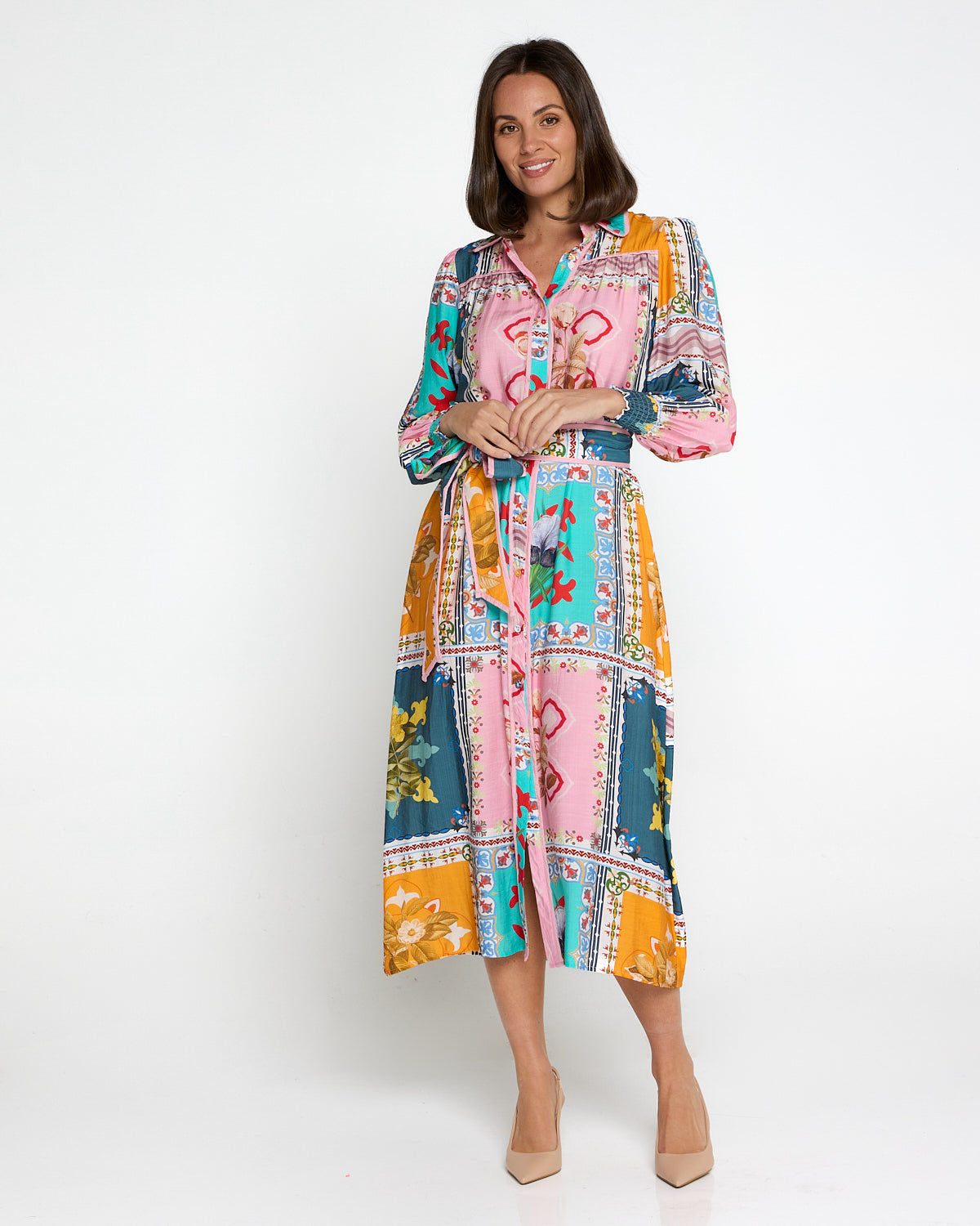 Hajra Midi Dress - Springtime Patchwork
