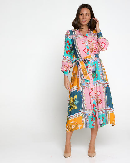 Hajra Midi Dress - Springtime Patchwork