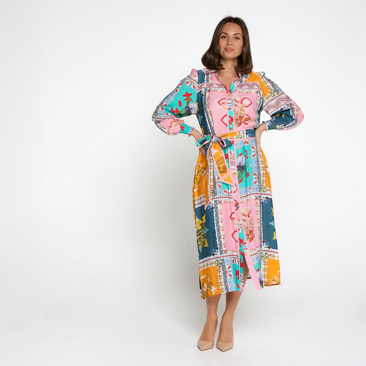 Hajra Midi Dress - Springtime Patchwork