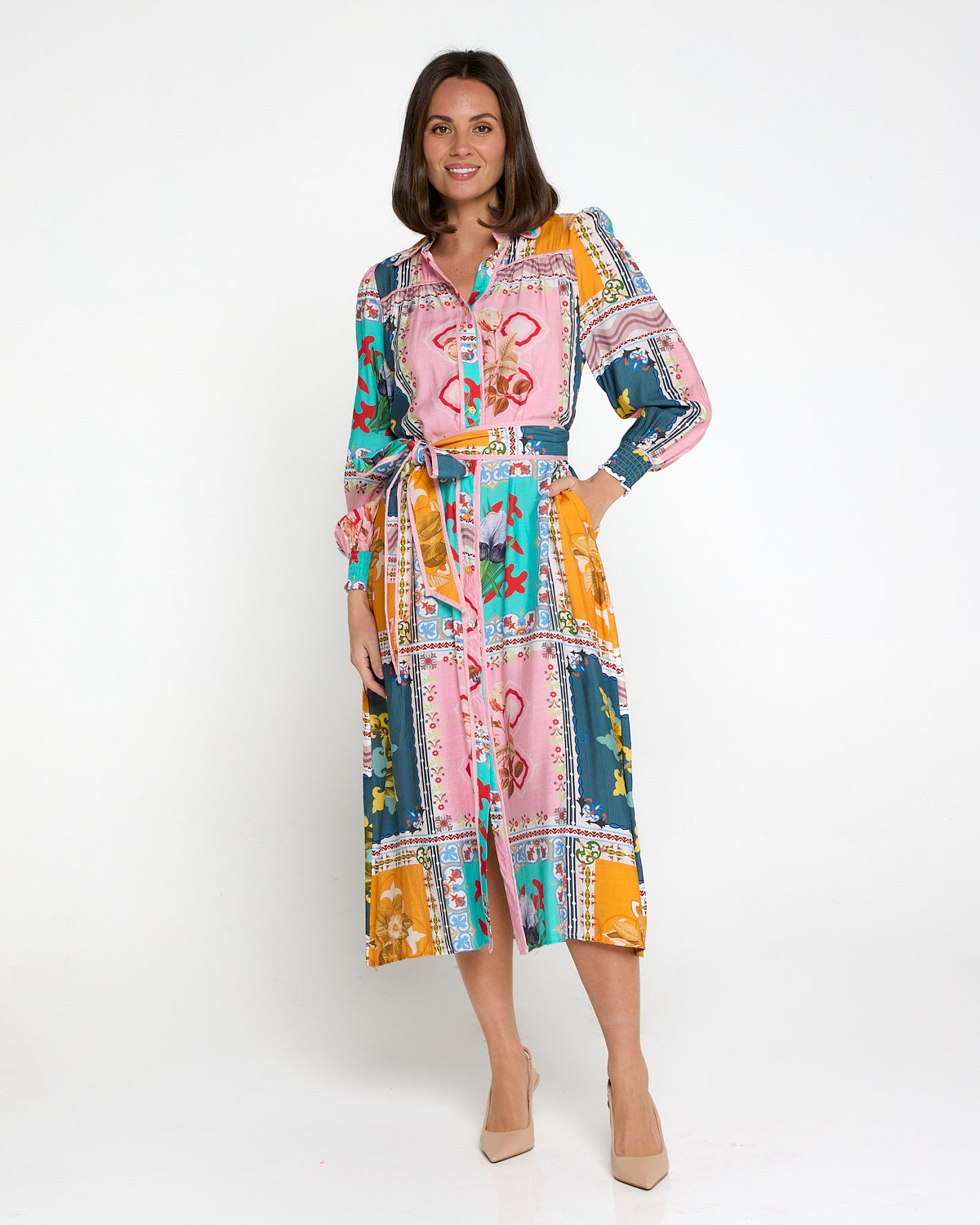 Hajra Midi Dress - Springtime Patchwork