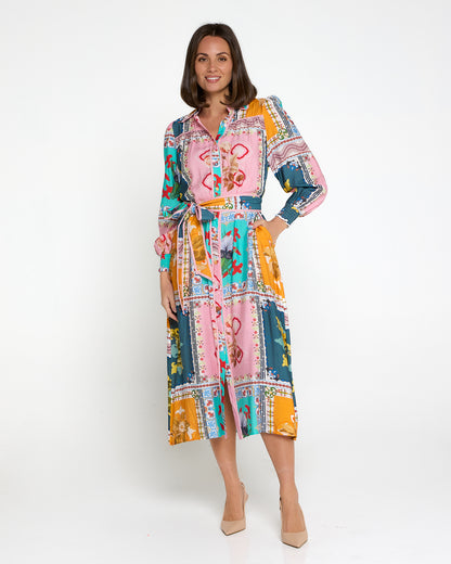 Hajra Midi Dress - Springtime Patchwork