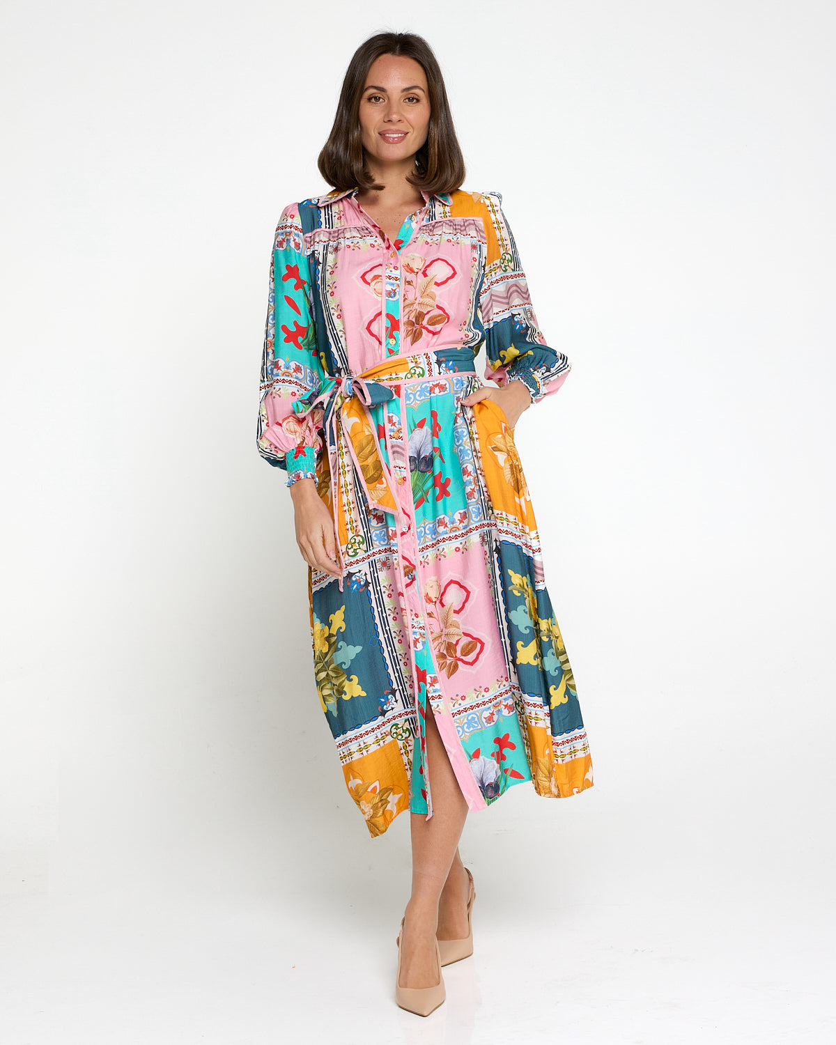 Hajra Midi Dress - Springtime Patchwork