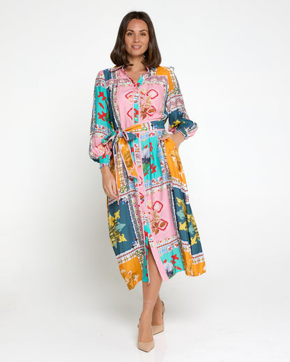 Hajra Midi Dress - Springtime Patchwork