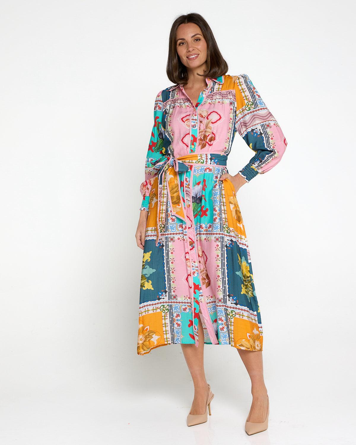 Hajra Midi Dress - Springtime Patchwork