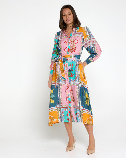 Hajra Midi Dress - Springtime Patchwork