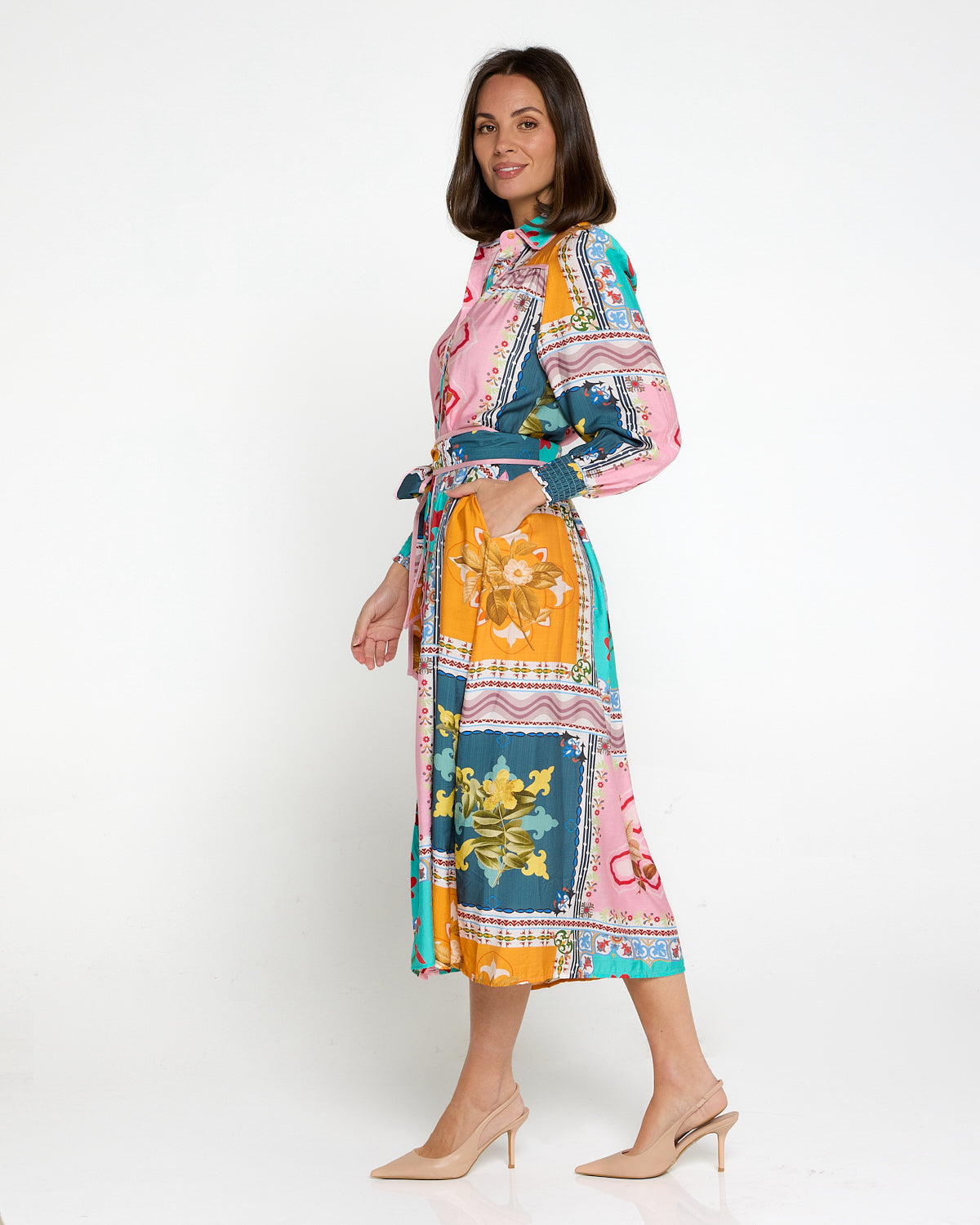 Hajra Midi Dress - Springtime Patchwork