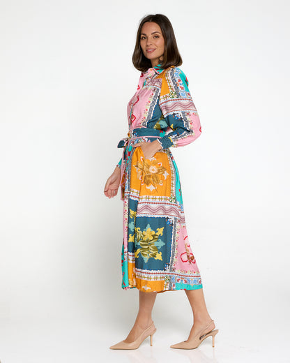 Hajra Midi Dress - Springtime Patchwork