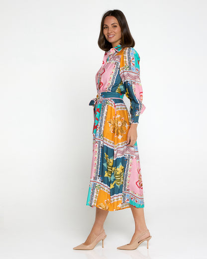 Hajra Midi Dress - Springtime Patchwork
