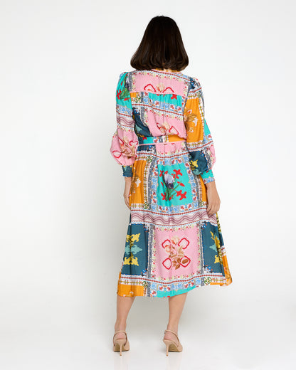 Hajra Midi Dress - Springtime Patchwork