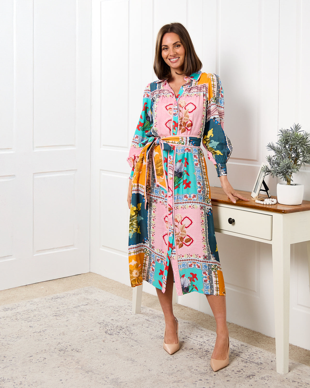 Hajra Midi Dress - Springtime Patchwork