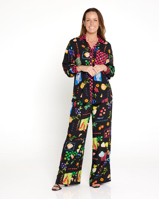 Lilian Shirt - Black/Bountiful Print