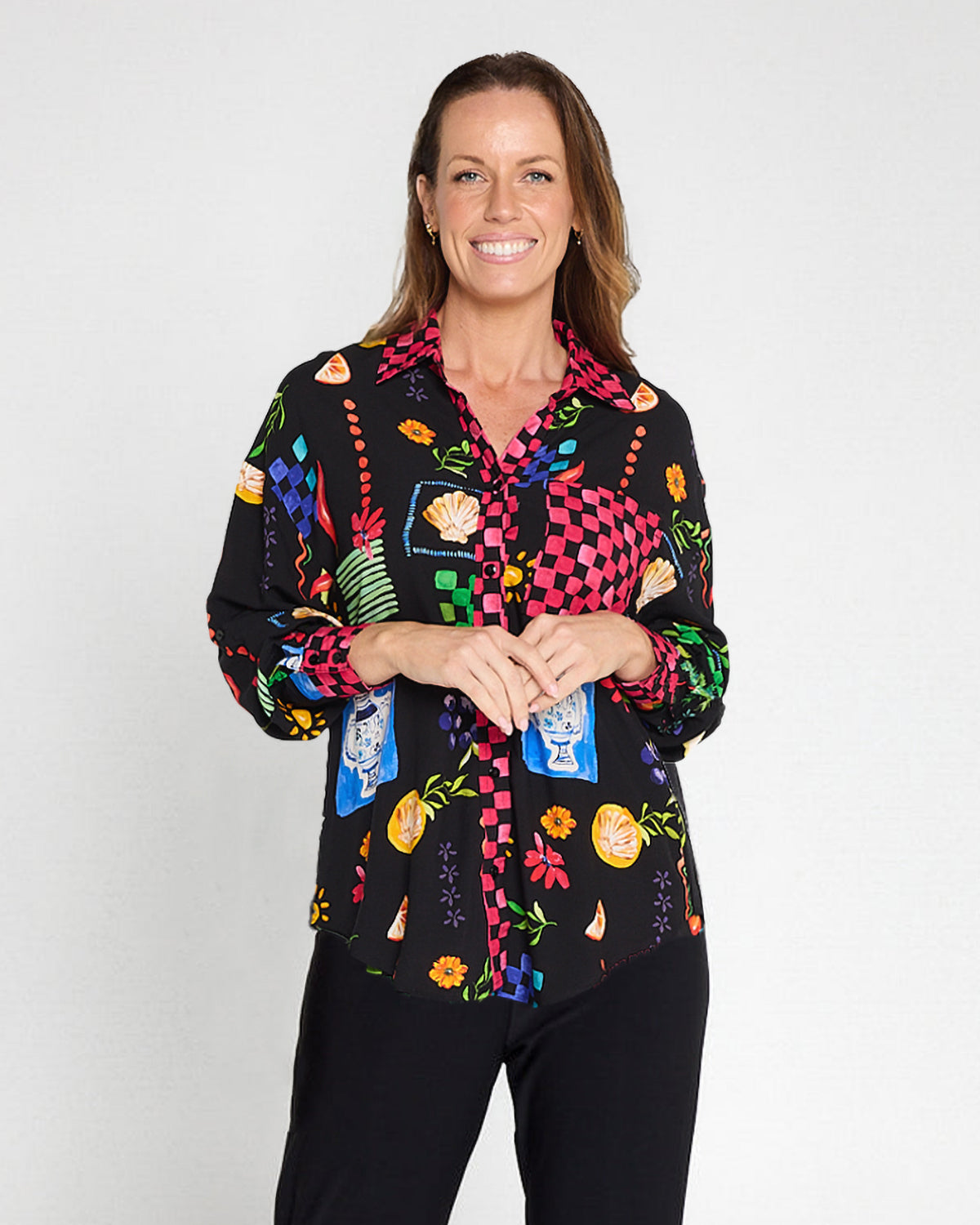Lilian Shirt - Black/Bountiful Print
